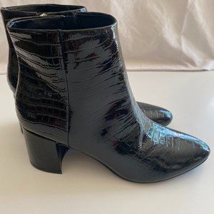 Marc Fisher Black Patent Croc Embossed Bootie 9M